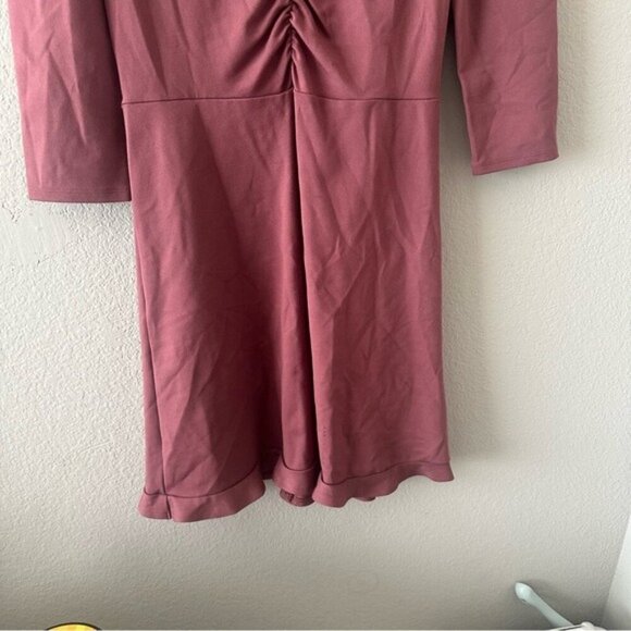 Express V-Neck Ruffle Hem Fit And Flare Dress Dusty Pink Size Small - Picture 5 of 9